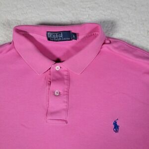 Polo Ralph Lauren Polo Shirt Womens Size L Pink Short Sleeve Embroidered Pony
